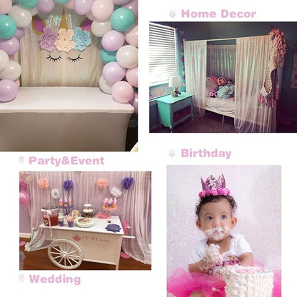 Eternal Beauty Sequin Backdrop Curtains, 2x8 Ft-2 Panels White Iridescent Back Drop for Shimmer Photography Party Wedding Birthday Decor