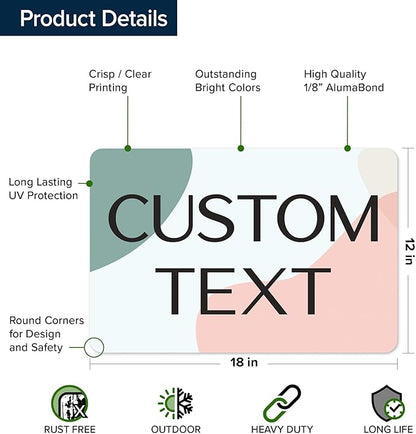 Custom Sign, Custom Street Sign, 11 Font Colors, 13 Font Styles, 4 Hole Options, 22 Sizes, 12x18 Inches, Rust Free DiBound, Fade Resistant, Made in USA by My Sign Center (Minimalist)