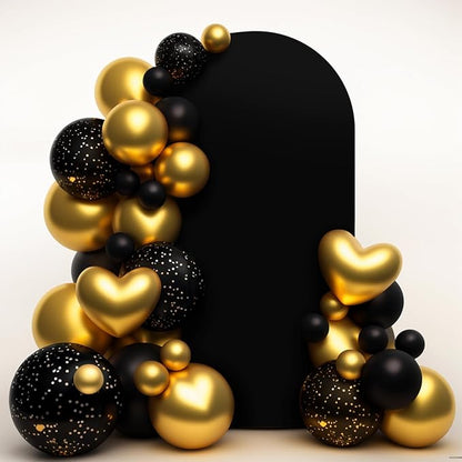 LEBENGURU Upgraded 5FT Wedding Arch Cover, Black Spandex Fitted Arch Backdrop Cover, Round Top Chiara Stand Covers for Birthday Party Baby Shower Banquet Balloon Décor