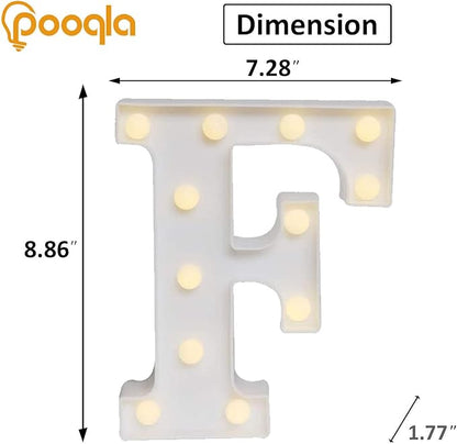 Pooqla LED Marquee Letter Lights Sign, Light Up Alphabet Letter for Home Party Wedding Decoration F