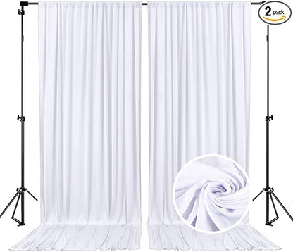 10 x 7 Feet White Backdrop Curtain for Partie, Background Curtains for Photoshoot, Birthday, Wedding, Halloween, Thanksgiving, Christmas, New Year Party Decorations 5Ft x 7Ft, 2 Panels