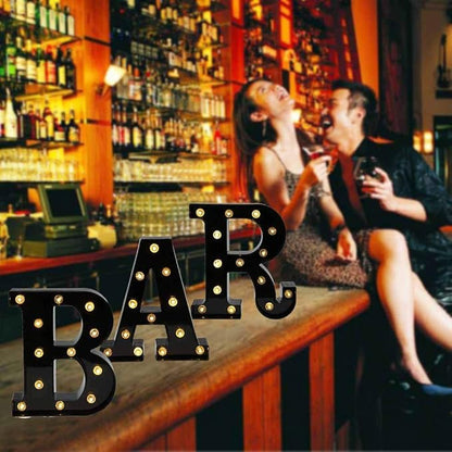 Black Bar Sign, Marquee Light Up Letters LED Marquee Number Lights Sign for Night Light Home Bar Christmas Lamp Birthday Party Wedding Decoration-BAR