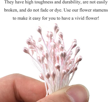 HAHIYO 700Pcs 3mm Light Pink Pearl Double Head Flower Stamen Pistil Hand-Made Artificial Flower Pistil para Flore Pearlized Floral Stamen Flower Pollen Stamen for Flower Making Scrapbook Decoration