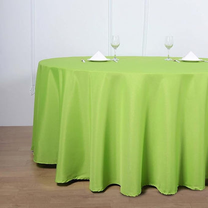 Efavormart Round Tablecloth, 120 Inch Stain & Wrinkle Resistant Washable Table Cloth, Decorative Polyester Fabric Table Cover for Banquet, Wedding, Dining - Lime Green