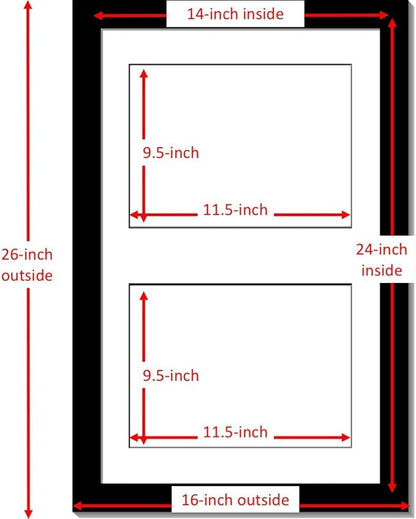 Creative Picture Frames 14X24Bk-W Black Vertical Double Diploma Frame With 2 Opening White Mat, Holds 2-10X12-Inch Documents With Wall Hanger