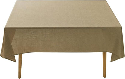 NLMUVW Tan Linen Tablecloth Rectangle, Farmhouse Table Cloth Textured Water Resistant Decorative Table Cover for Cafe Dining Kitchen, 54 x 78 Inch