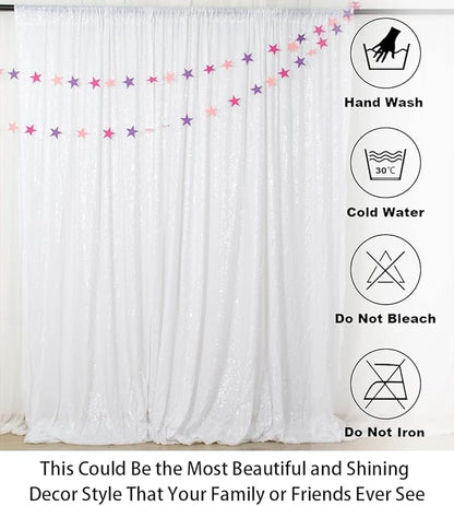 ShinyBeauty 20ftx10ft-White-Sequins Fabric Backdrop Curtain Sequin Photo Booth Backdrop Sequin Photography (White)