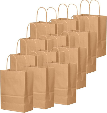 qiqee 100-Packs Brown Paper Gift Bags with Handles Bulk 13"×10.2"×4.7" Large Size Gift Bags Multiple Uses