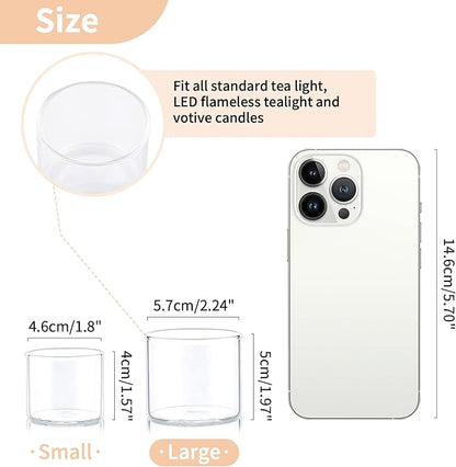 NUPTIO Clear Tealight Candle Holders: Set of 24 Glass Votive Holders Bulk - Small Floating Candleholder for Wedding Birthday Holiday Table Centerpieces Decoration (2.24 x 1.97 inch)