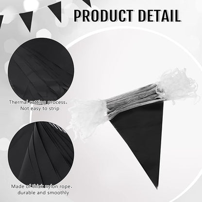 Tatuo 200 Feet Solid Pennant Banners Flags String Triangle Hanging DIY Bunting Flags Party Decorations for Grand Opening Party Banners for Kids Birthday, Shops (Black)