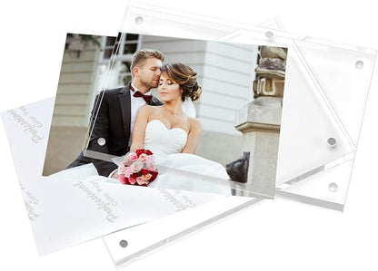 Magicool Premium Acrylic Photo Frame- Magnet Photo Frame -Double Sied Thick Desktop Frames (3.5x5 5 pack)