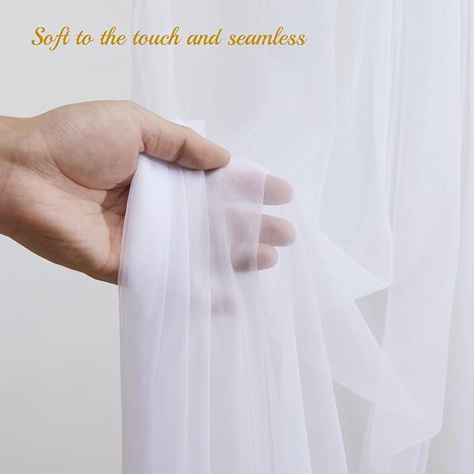 10ft X 10ft White Tulle Backdrop Curtain for Parites, Sheer Backdrop Curtains Fabric Drapes for Wedding Ceremony Arch Party Stage Decorations