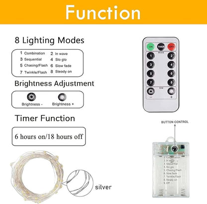 3 Pack Fairy Lights Battery Operated with Remote Control Timer, 26 FT 80 LED String Lights Outdoor Indoor Decoration, 8 Modes Twinkle Lights for Christmas Party Wedding Birthday Bedroom Décor (Blue)