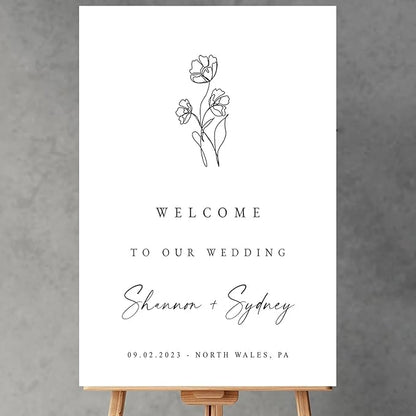 Botanical Minimalist Wedding Fine Art Wedding Welcome Signs, Welcome Sign Wedding, Customized Wedding Welcome Sign