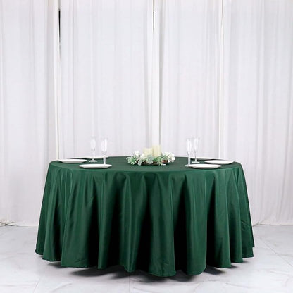 Efavormart Round Tablecloth, 120 Inch Stain & Wrinkle Resistant Washable Table Cloth, Decorative Polyester Fabric Table Cover for Banquet, Wedding, Dining - Hunter Emerald Green