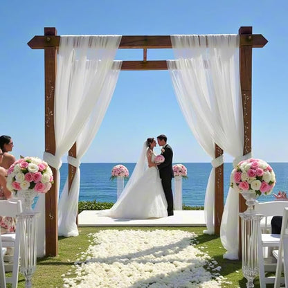White Wedding Arch Draping Fabric 2 Panels 30'' x 18FT Sheer Chiffon Arch Drapery for Photo Booth Bridal Shower Baby Shower Church Decor Newborn Photography Christening Outdoor Party