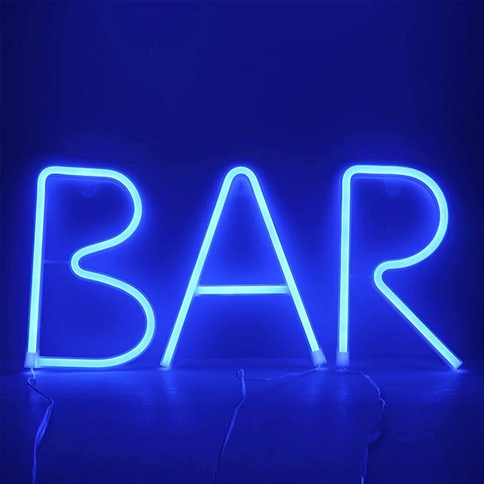 ENUOLI Blue Neon Letter Sign - Battery/USB Powered LED Alphabet Neon Art Lights for Wedding, Birthday, Christmas, Home Bar Decoration