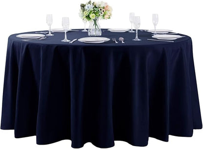 120 inch Round Tablecloth Washable Polyester Table Cloth Decorative Table Cover for Wedding Party Dining Banquet（120 inch,Navy）