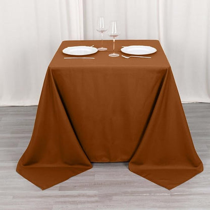 Efavormart 90" Cinnamon Brown Wholesale Linens Polyester Square Linen Tablecloth for Kitchen Dining Catering Wedding Birthday Party Events