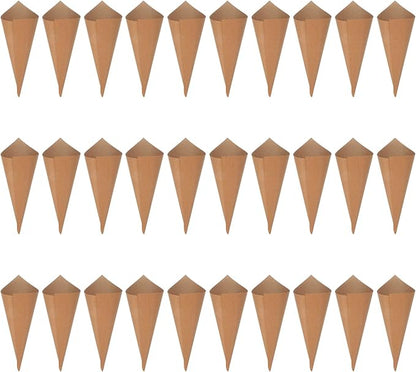 PATIKIL Wedding Confetti Cones, 120 Pcs Paper Tapers Cone Flower Petal Paper Cone Holder for Party Engagement Holiday Birthday DIY Decoration, Brown