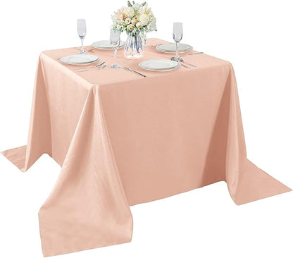 Cupuamon Square Tablecloth 90x90 inch Washable Polyester Fabric Table Cloth for Wedding Party Dining Banquet Decoration（90x90,Dusty Pink）