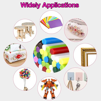 Colored Hot Glue Sticks for Hot Glue Gun 15 Colors 75 Pcs 7* 100mm Full Size Opaque Color Mini Hot Glue Sticks Hot Melt Glue Gun Stick Bulk Purple Black Yellow Pink Red Purple for DIY Art Craft Repair