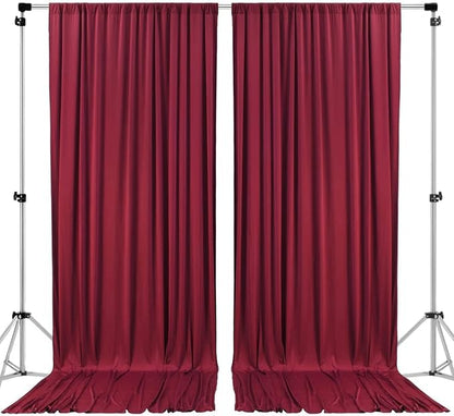 AK TRADING CO. 10 feet x 8 feet IFR Polyester Backdrop Drapes Curtains Panels with Rod Pockets - Wedding Ceremony Party Home Window Decorations - Burgundy