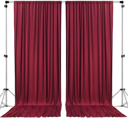 AK TRADING CO. 10 feet x 10 feet Polyester Backdrop Drapes Curtains Panels with Rod Pockets - Wedding Ceremony Party Home Window Decorations - Burgundy (DRAPE-5x10-BURGUNDY)
