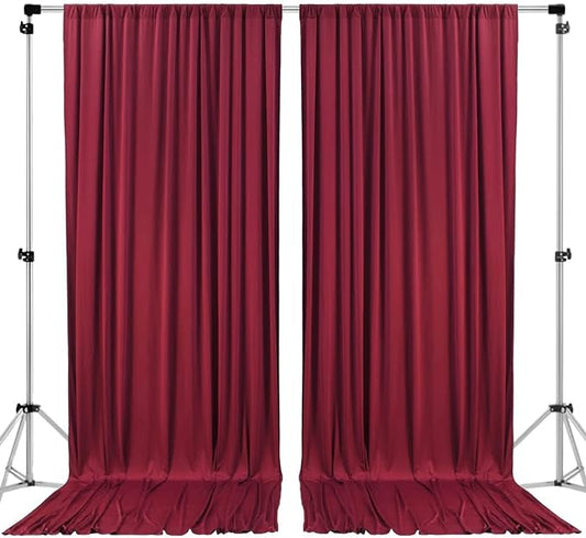 AK TRADING CO. 10 feet x 10 feet Polyester Backdrop Drapes Curtains Panels with Rod Pockets - Wedding Ceremony Party Home Window Decorations - Burgundy (DRAPE-5x10-BURGUNDY)