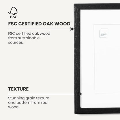 Opposite Wall - 11x17 in - Black Solid Oak Wood Picture Frame - Lightweight, Versatile & Shatterproof - Wall Hanging Poster or Photo Frame - Wall Decor for Office, Gallery & Home - 2 Pack