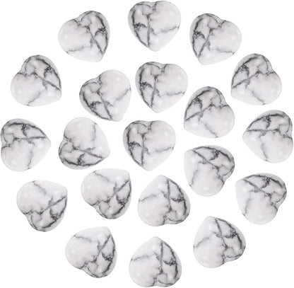 PATIKIL 20 Pcs Natural Heart Shaped Crystal Stone, 0.6 Inch Mini Polished Love Gemstone Crystal, Pocket Rock Engraved Worry Stones for Women Gifts Meditation, White Gray