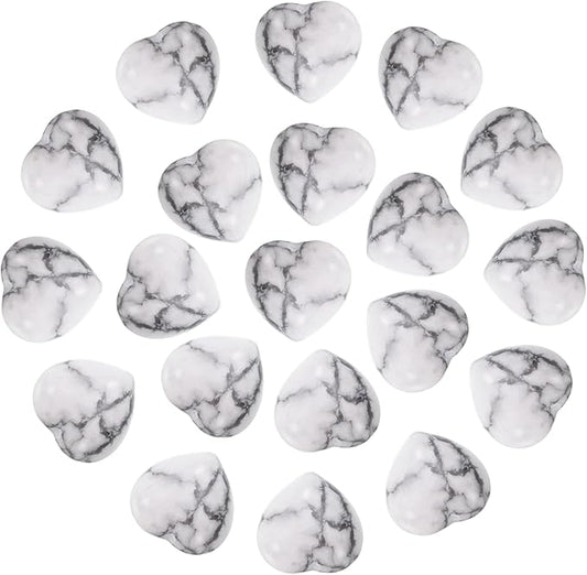 PATIKIL 20 Pcs Natural Heart Shaped Crystal Stone, 0.6 Inch Mini Polished Love Gemstone Crystal, Pocket Rock Engraved Worry Stones for Women Gifts Meditation, White Gray