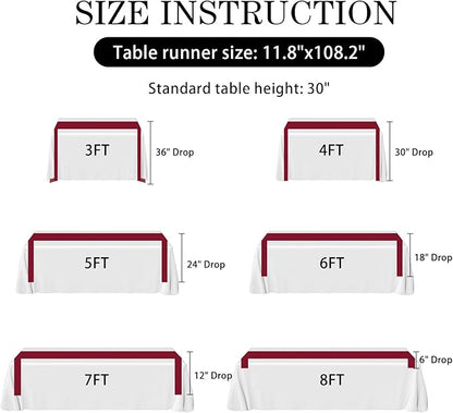 10 Pack Wine Red Satin Table Runner 12x108 Inches Long, Bright Silky Smooth Satin Table Runner Table Decor for Wedding Banquet Christmas Prom Event Birthday Party