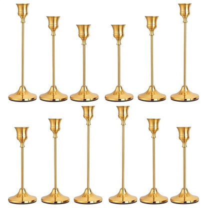 CHILL RECIPE Candlestick Holders Gold Taper Candle Holders, 12 PCS Candle Sticks Holders for Home Decor Table Centerpiece Wedding Housewarming Festival