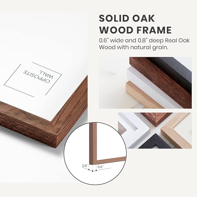 Opposite Wall - 11x17 in - Dark Solid Oak Wood Picture Frame - Lightweight, Versatile & Shatterproof - Wall Hanging Poster or Photo Frame - Wall Decor for Office, Gallery & Home - 2 Pack