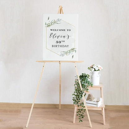 Andaz Press Personalized Extra Large Birthday Easel Board Party Sign, 12x18-inch, Modern Black, Gold with Green Leaves Florals, Welcome to Olivia's 50th Birthday, 1-Pack, Custom Name Age