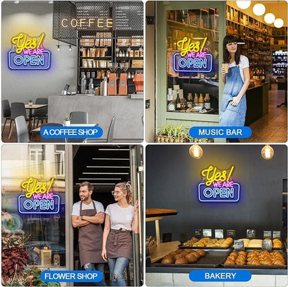 Ineonlife Open Neon Signs,Bright Led Light High Visibility Advertisement Board Electric Display Sign Walls Window Door Bar Shop Coffee Salon Hotel Store(USB Powered/13.4 * 11.8 in)