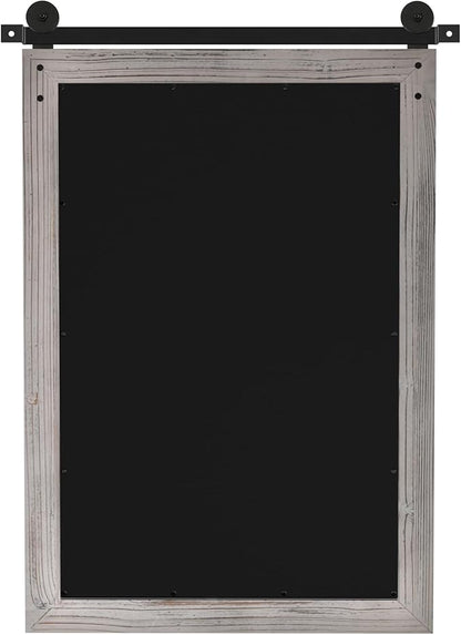 COGOOD Farmhouse Bathroom Mirror - 42 x 29 Rustic Barn Door Style Mirror for Living Room, Entryway, Vanity Wall Decor (Grey)