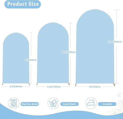 6FT Blue Arch Backdrop Cover - Polyester Fitted Wedding Arch Stand Covers Round Top Chiara Arch Backdrop Cover for Birthday Party Banquet Photo Background Decoration