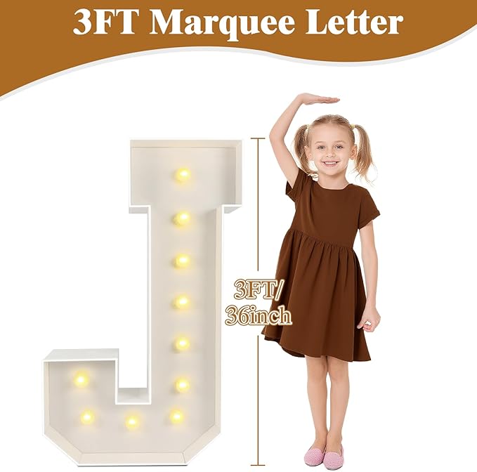 Marquee Light Up Letters: 3FT Large Decorative Signs for Party Decorations Baby Shower Birthday Wedding Engagement Anniversary, 3 Feet Tall Pre-Cut DIY Foamboard Letter B - Easy to Assemble