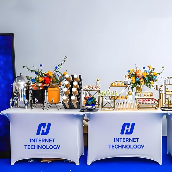Custom Table Cloth with Business Logo 4FT 5FT 6 FT 8 FT Spandex Customized Table Cover Stretch for Tradeshow Events Birthday Wedding Anniversary Mantel Personalized Table Cloth (4FT)