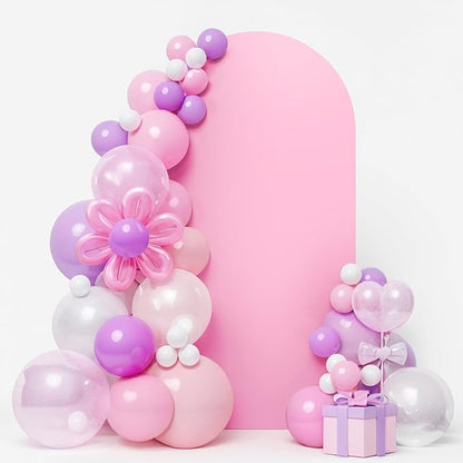 LEBENGURU Upgraded 7.2FT Wedding Arch Cover, Light Pink Spandex Fitted Arch Backdrop Cover, Round Top Chiara Stand Covers for Birthday Party Baby Shower Banquet Balloon Décor