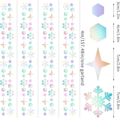 Snowflake-Snow Iridescent-Holographic Christmas Party-Decorations Streamers - 52Ft White Winter Wonderland Frozen Hanging Paper Garland Banner,Birthday Wedding Baby Shower New Year Supplies Hugtmr