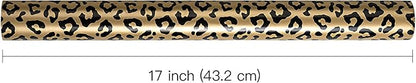 WRAPAHOLIC Reversible Leopard Wrapping Paper - Mini Roll - 17 Inch X 33 Feet - Leopard Print with Metallic Foil Shine and Stripe Design for Birthday, Holiday, Baby Shower