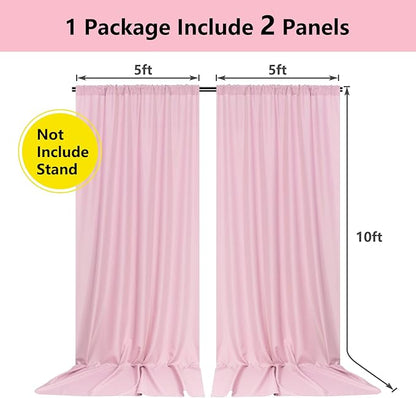 Pink Backdrop Curtain for Parties Rod Pocket Pink Curtains Photography Backdrop Drapes Privacy Fabric Decoration for Birthday Party Wedding Baby Shower Home Decor, 5ft x 10ft, 2 Panels