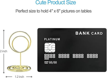 20pcs Mini Place Card Holders, Cute Table Number Holders, Small Size Table Card Holder Tables Number Stands, Wire Photo Picture Menu Clips for Wedding centerpieces, Anniversary Party (Gold)