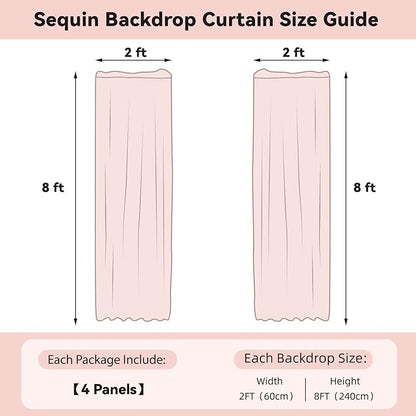 Sugargirl White Iridescent Sequin Backdrop Curtain 4 Panels 2FTx8FT Glitter White Iridescent Background Drapes Sparkle Photography Backdrop for Party Wedding Birthday Wall Decoration