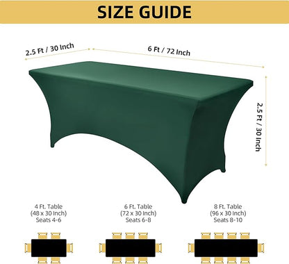 2-Pack 6ft Spandex Table Covers for Rectangle Standard Folding Tables - Wrinkle Resistant Stretch Tablecloths - Ultimate Fitted Table Protector for Parties, Trade Shows, Banquet
