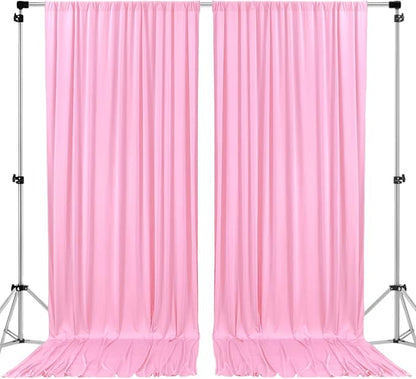 AK TRADING CO. 10 feet x 8 feet IFR Polyester Backdrop Drapes Curtains Panels with Rod Pockets - Wedding Ceremony Party Home Window Decorations - Pink