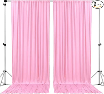 AK TRADING CO. 10 feet Wide x 12 feet Long IFR Polyester Backdrop Drapes Curtains Panels with Rod Pockets - Wedding Ceremony Party Home Window Decorations - (Pink)